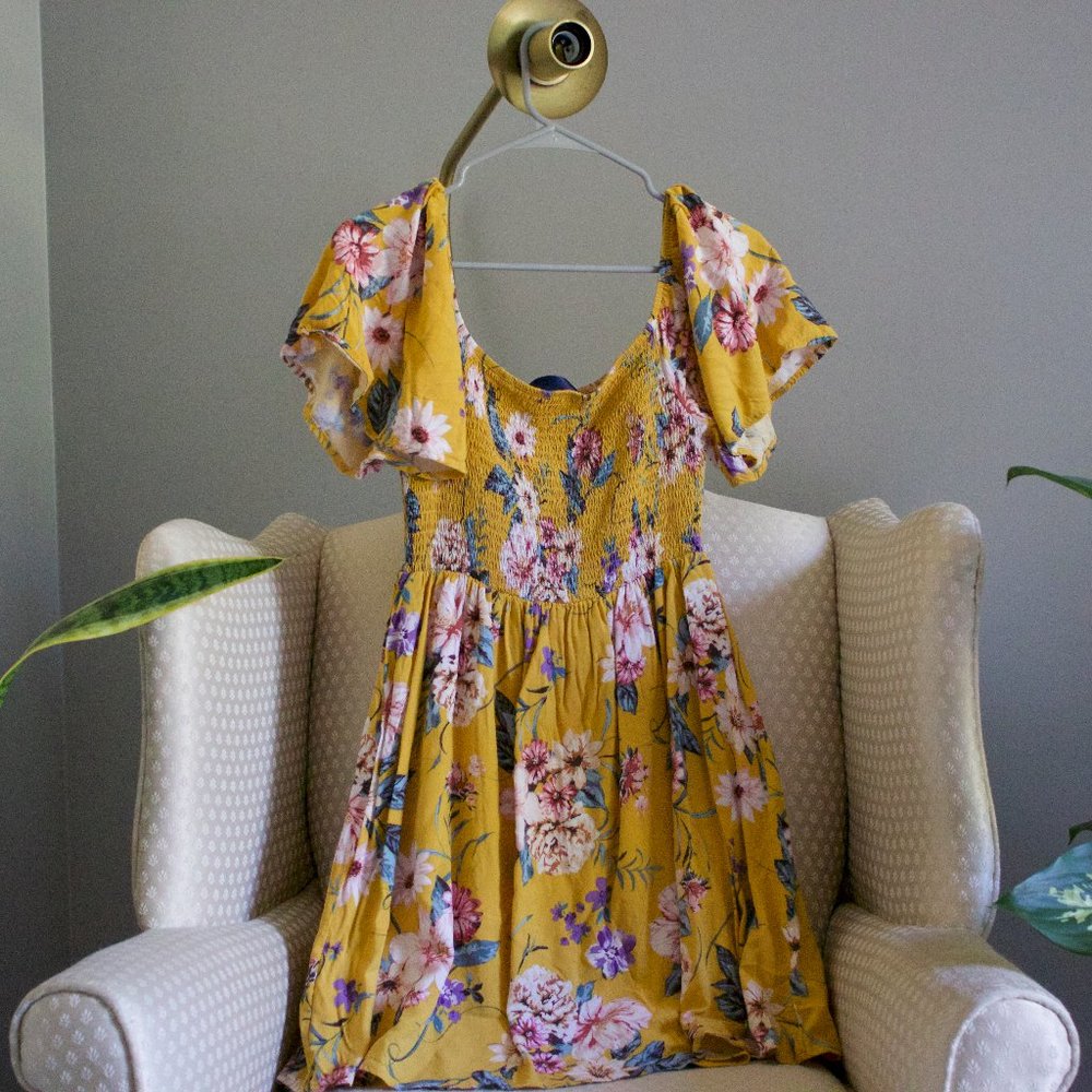 Yellow Floral Dress from Francesca's